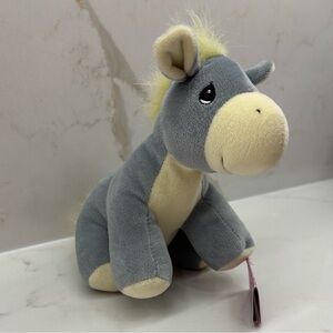Vintage Enesco Precious Moments Tender Tails Plush Gray & Yellow Donkey Plush